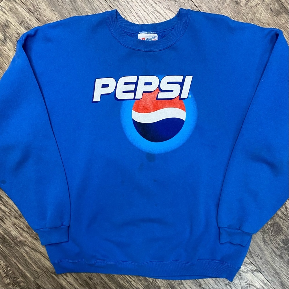 Vintage 80’s Pepsi-Cola Blue Logo Pullover Crewneck Sweatshirt Made in USA XL